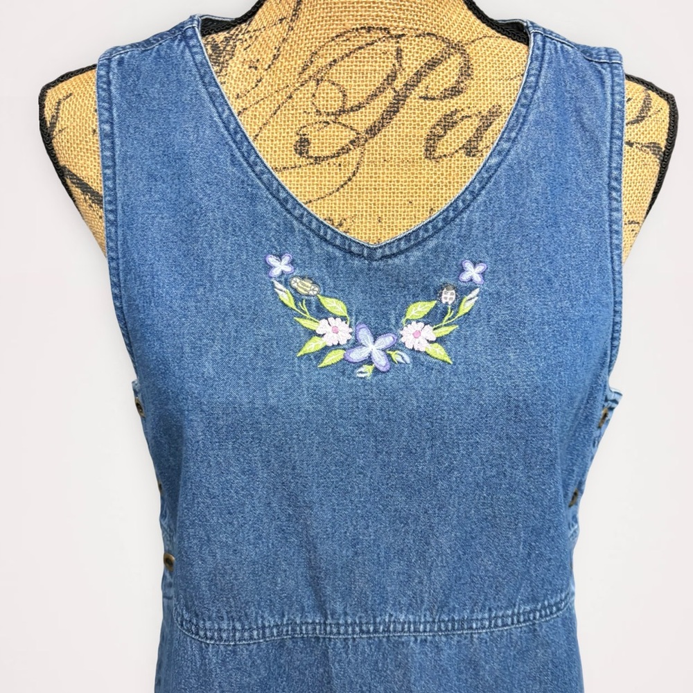 Vintage Classic Elements Blue Denim Sleeveless Dress Medium 10/12 100% Cotton - Picture 6 of 11
